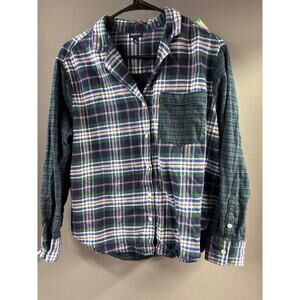 GapBody green, blue, and yellow plaid flannel button-up shirt in size medium.